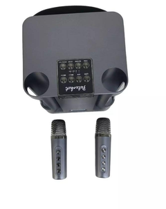 Колонка с двумя беспроводными микрофонами и светомузыкой