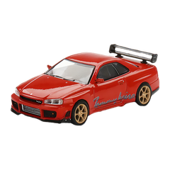 Nissan R34 Skyline GT-R ミニカー 1/64 RED PA 1/64 NISSAN SKYLINE GT-R (R34) V-SPEC ACTIVE RED (RHD