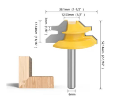 Фреза для соединения шип-паз 45 градусов хвостовик 6 мм