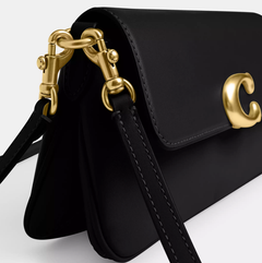 Жіноча шкіряна сумка Coach Jet Shoulder Bag Brass/Black