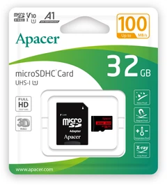 Карта памяти Apacer microSDHC 32GB UHS-I U1 V10 + SD-адаптер