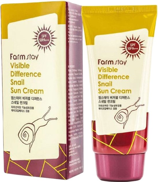Солнцезащитный крем FarmStay Visible Difference Snail Sun Cream SPF50 ...