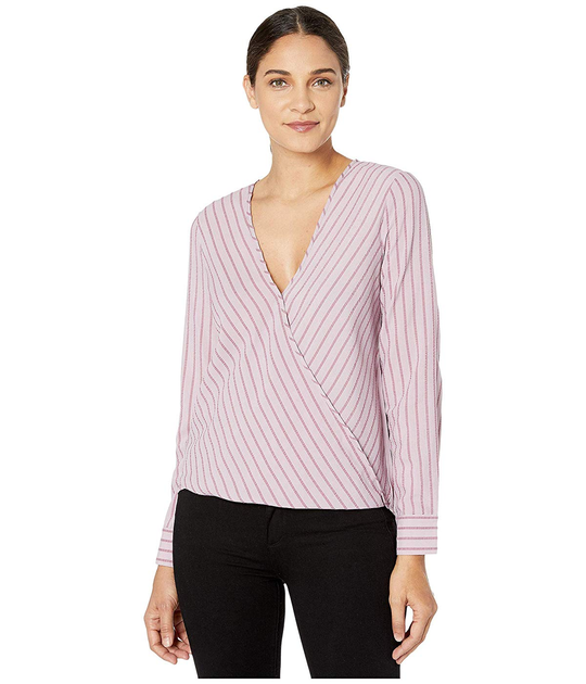 Блузка BCBGMAXAZRIA Wrap Hem Long Sleeve Woven Top Dawn Pink, S (10399528) 