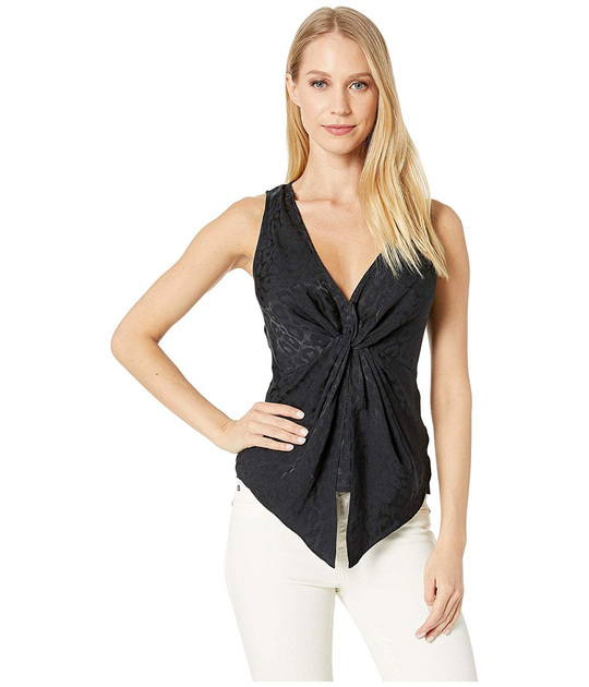 Блузка BCBGMAXAZRIA Sleeveless Knot Front Woven Top Black, S (10399714) 