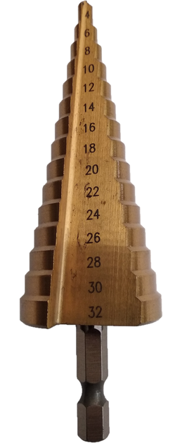 Свердло ступеневу по металу 4-32 (конусне, крокове, ялинка) Step Drill - Фото 1 Свердло ступеневу по металу 4-32 (конусне, крокове, ялинка) Step Drill - зображення 1