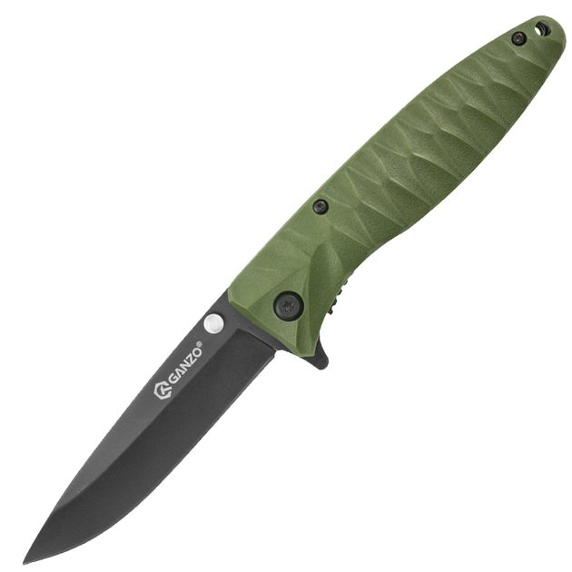 Нож складной Ganzo G620-G1 (длина: 205мм, лезвие: 88мм, черное),хаки - изображение 1