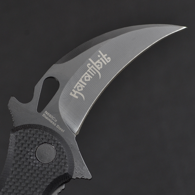 Нож складной керамбит FOX 478 (длина: 18.5см, лезвие: 7.5см), черный - изображение 2