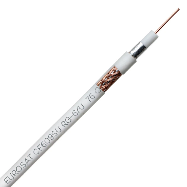 Коаксиальный кабель RG-6 EUROSAT CF609SU CU белый 100м – фото, отзывы ...