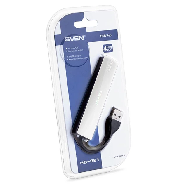 Концентратор USB2.0 Sven HB-891 сріблястий, 4xUSB2.0 - зображення 5