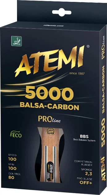 Rakieta do tenisa stołowego Atemi 5000a PRO Balsa-Carbon ECO-Line (4740152100604) - obraz 2