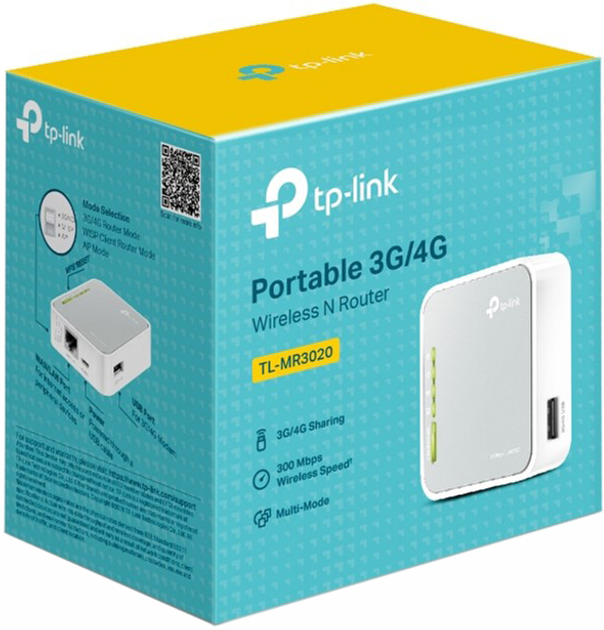 Маршрутизатор TP-LINK TL-MR3020 V3 Портативний WiFi4 / N300 / 100 Мбіт/с / USB 3G/4G / Живлення USB - зображення 3