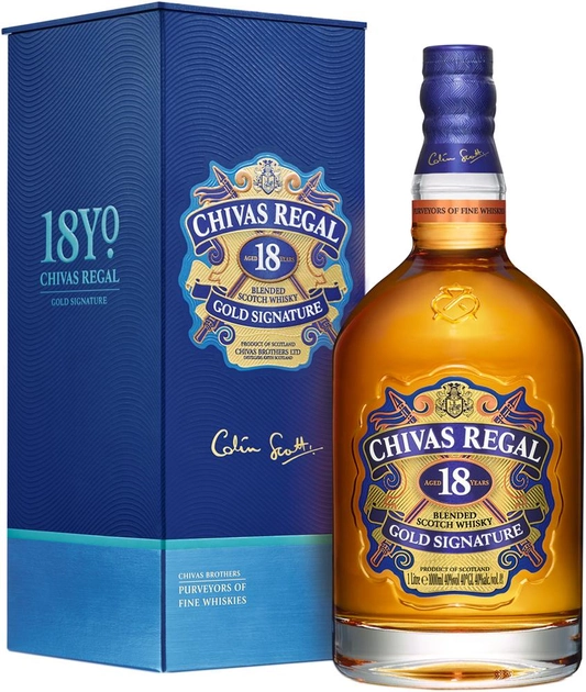 Виски Chivas Regal 18 лет выдержки 1 л 40% в подарочной упаковке (5000299255049) - изображение 1