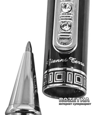 Ручка-роллер Gianni Terra Black Черная 0.7 мм Черный-серебристый корпус в деревянном футляре (HHB/R) - Фото 4 Ручка-роллер Gianni Terra Black Черная 0.7 мм Черный-серебристый корпус в деревянном футляре (HHB/R) - изображение 4