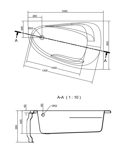 Ванна акриловая CERSANIT JOANNA NEW S301-166 140x90 правосторонняя + ножки PW01/S906-001/PW02/PW04/PW06/PW011 - изображение 3