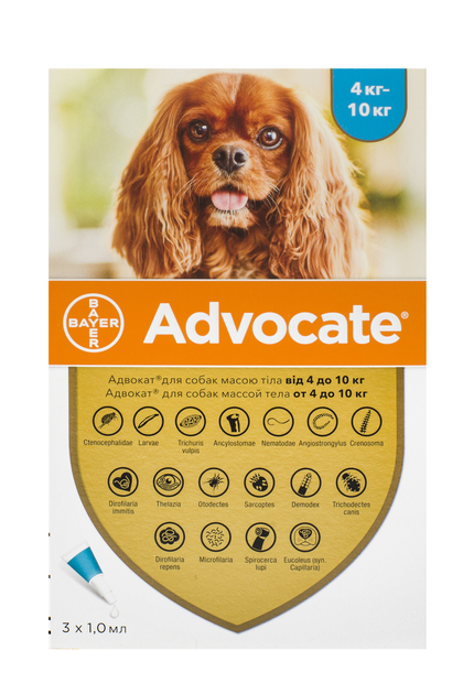 Капли Elanco (Bayer) Advocate (Адвокат) от заражений эндо и экто ...