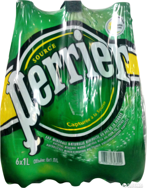 Акція на Упаковка мінеральної газованої води Perrier 1 л х 6 шт від Rozetka