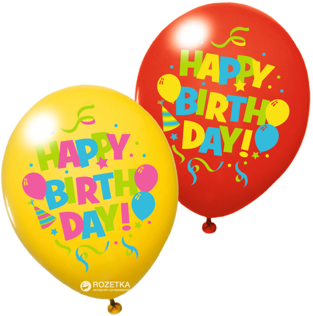 Повітряні кулі Susy Card Happy Birthday 6 шт 30 см Асорті (40012025) - зображення 1