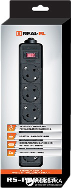 Сетевой фильтр-удлинитель Real-El RS-Protect 1.8 м Black - изображение 2