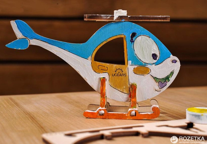 Деревянная модель-раскраска для детей UGears Вертолет (Helicopter)