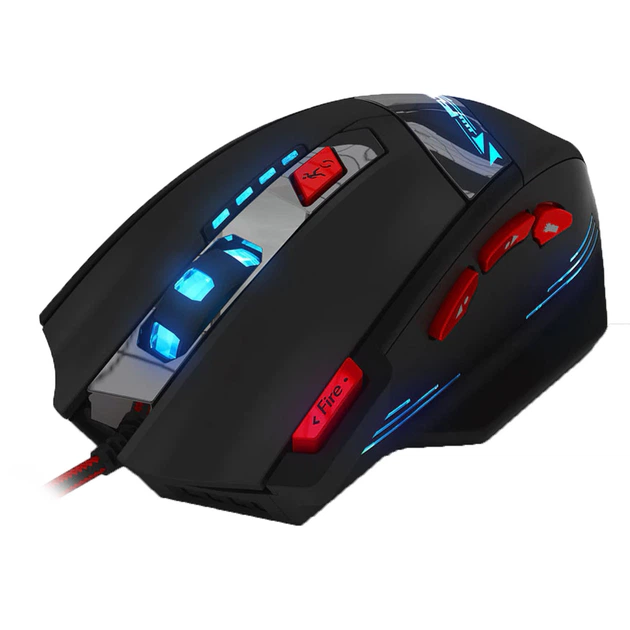 Игровая мышь Zelotes T-90 Черный с красным max разрешение 9200 DPI с LED подсветкой 8 кнопок проводная для игр - изображение 10