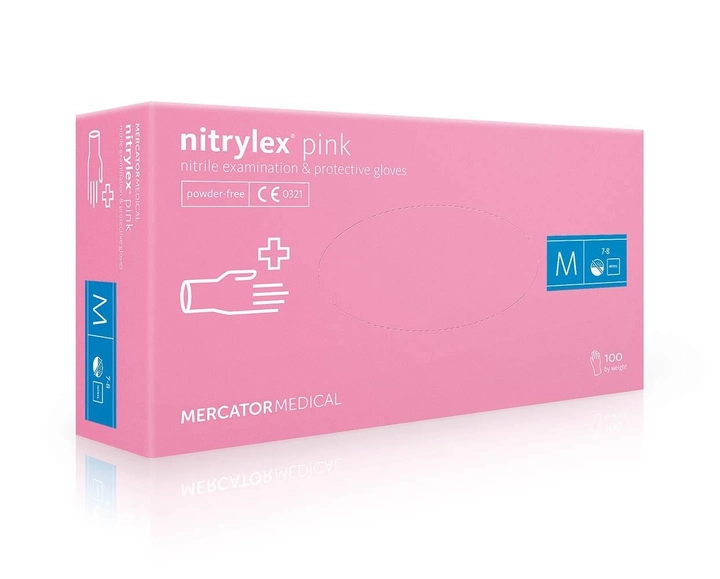 Рукавички медичні Mercator Medical Nitrylex Pink нітрилові нестерильні неприпудрені M 10 уп по 100 шт Рожеві (6736101) - изображение 1