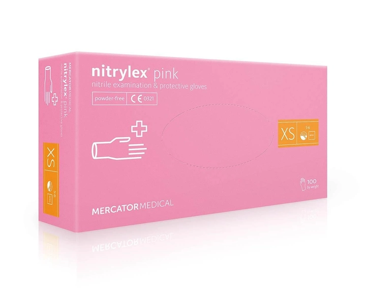 Рукавички медичні Mercator Medical Nitrylex Pink нітрилові нестерильні неприпудрені XS 100 шт Рожеві (6736097) - зображення 1