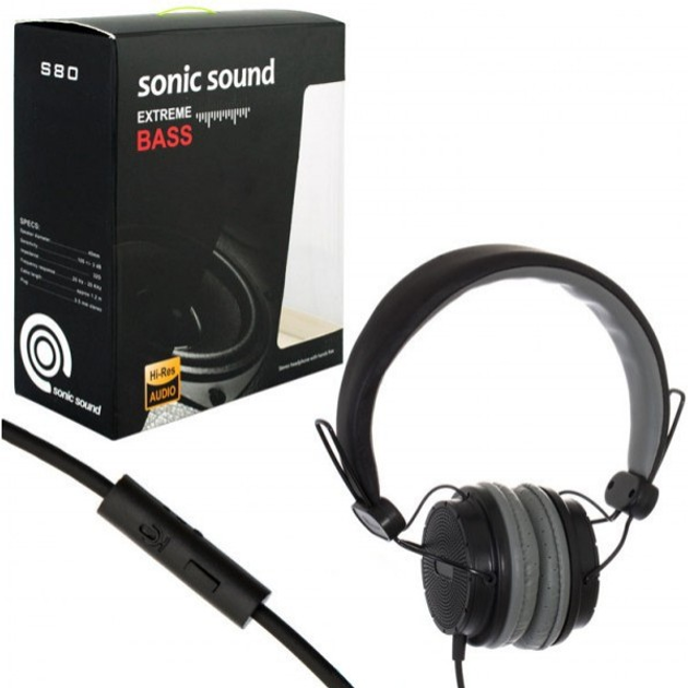 Наушники с микрофоном Sonic Sound E111 черно-серые купить в интернет ...