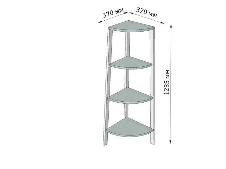 Стеллаж Металл-Дизайн Призма угловой 4 полки 1235х370х370 Черный - зображення 2