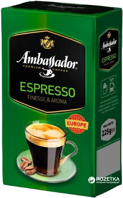 Купити Кава мелена Ambassador Espresso 225 г (8719325127126) - ROZETKA ...