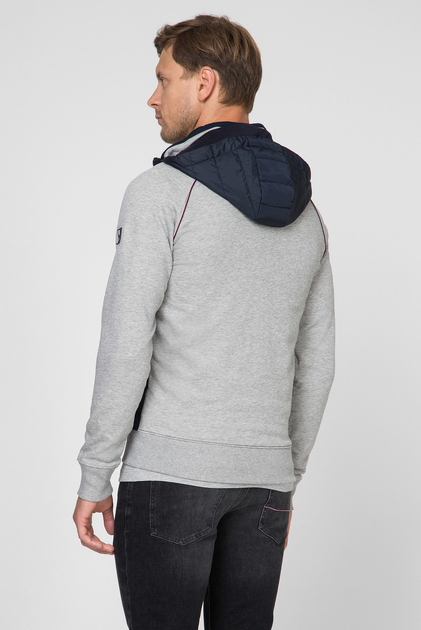 mixed media hooded zip through