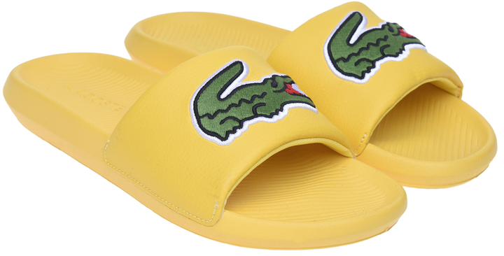 lacoste slides yellow