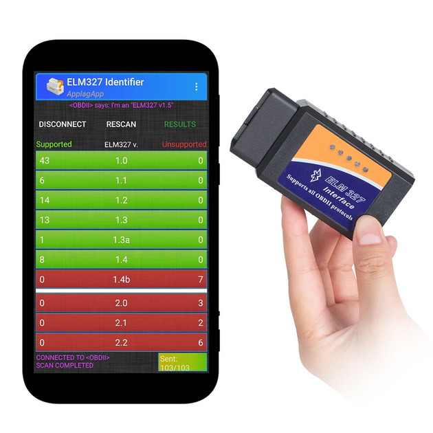 Универсальный автосканер адаптер для диагностики авто Wi-Fi ELM327 v1.5 OBD2 PIC18F25K80 - изображение 3