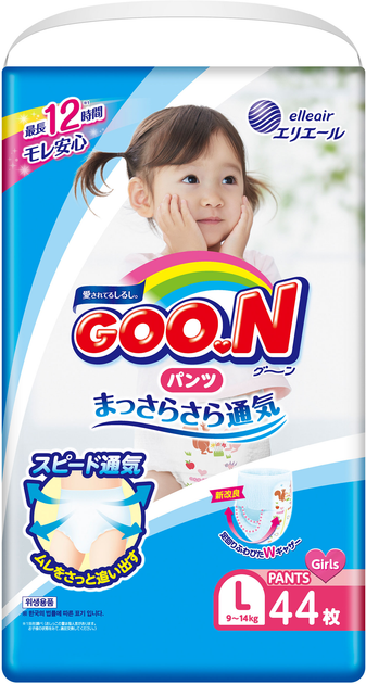 Подгузники-трусики Goo.N L 9 - 14 кг для девочек 44 шт (843096 ...
