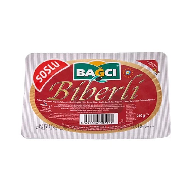 Оливки BAGCI зелені з перцем 210 г (ol16) - зображення 1