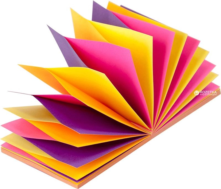 Набор бумаги для заметок 12 шт с клейким слоем Buromax 76х76 мм 100 листов (4 цвета х 25 листов) Неон Ассорти (BM.2323-97) - изображение 2