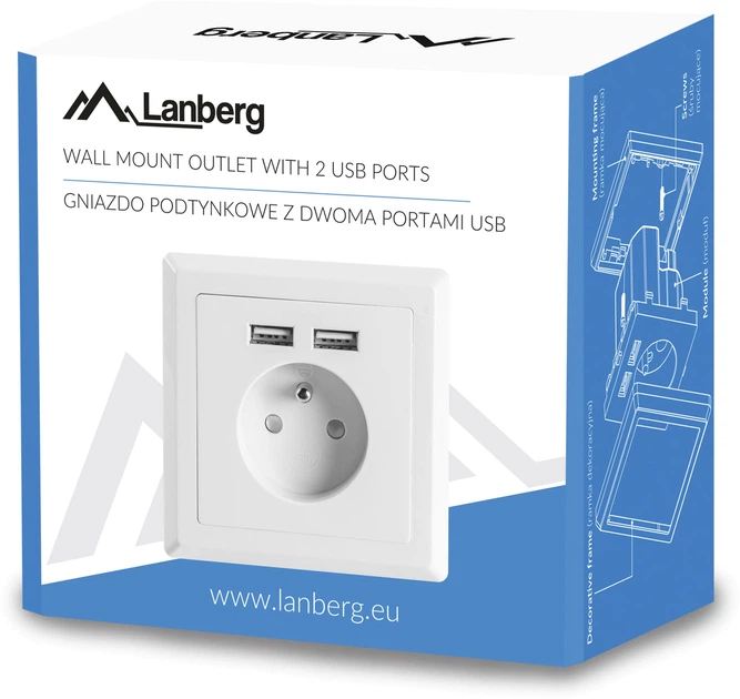 Socket Lanberg French Socket 2 Port USB 2.1A biały (AC-WS01-USB2-E) - obraz 6