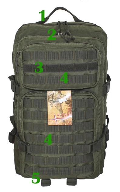 Тактичний, штурмової супер-міцний рюкзак 5.15.b 38 літрів олива. - зображення 2