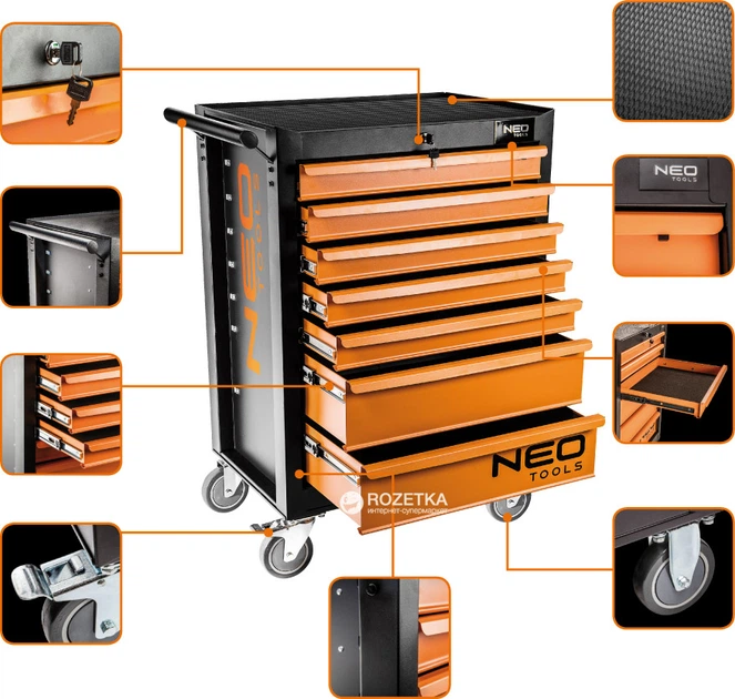 Візок для інструменту NEO Tools c 6 висувними шухлядами 680 х 460 х 1030 мм (5907558422238) - зображення 3