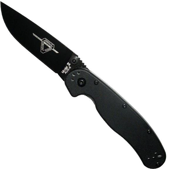 Карманный нож Ontario RAT II Folder черный клинок гладкая РК Черная рукоять (8861) - изображение 1