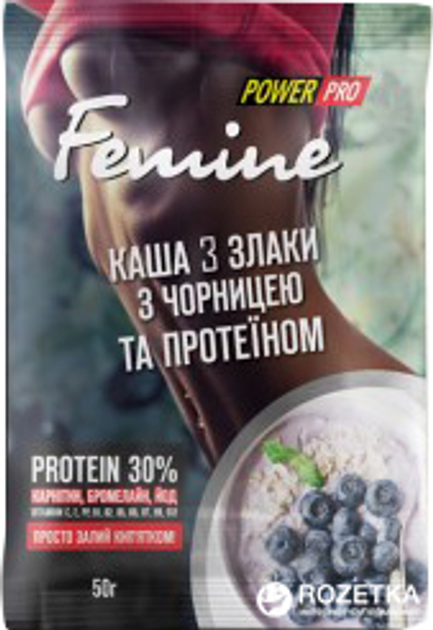Протеин PowerPro Каша Femine 3 злака протеин 30% 50 г Черника ...