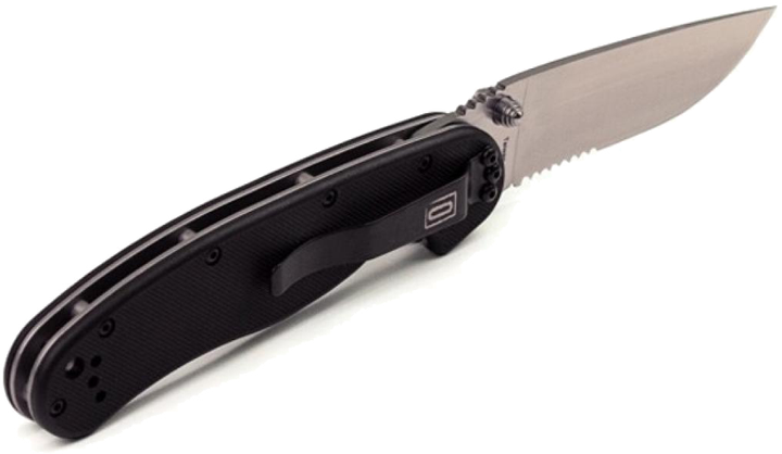 Карманный нож Ontario RAT I Folder Satin полусеррейтор Черный (O8849) - изображение 2