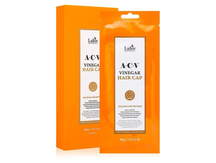 Маска-шапочка для волос с яблочным уксусом Lador ACV Vinegar Hair Cap, 5шт по 30г (8809273160174) 