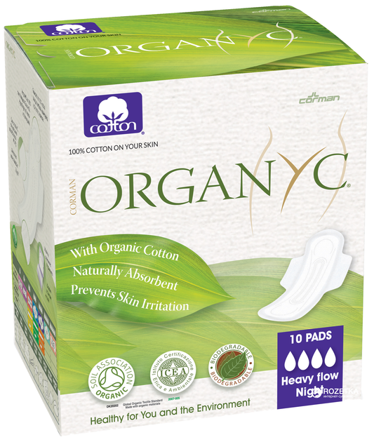 Прокладки нічні Corman Organyc Wings Heavy flow 10 шт. (8016867009935) - зображення 1