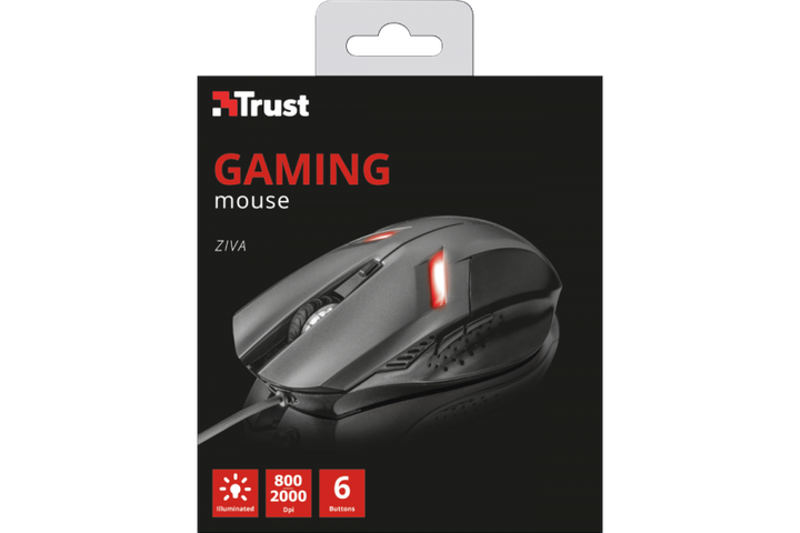 Миша геймерська LED TRUST Ziva USB 2000 DPI Black/Grey (TR21512) - Фото 6 Миша геймерська LED TRUST Ziva USB 2000 DPI Black/Grey (TR21512) - зображення 6