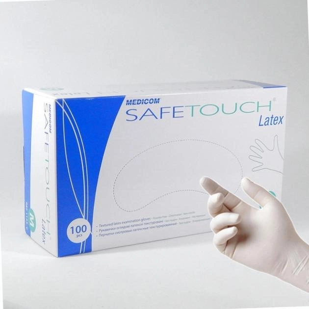 Одноразові рукавички латексні неопудрені Медиком розмір M 100 шт в упаковці - зображення 1