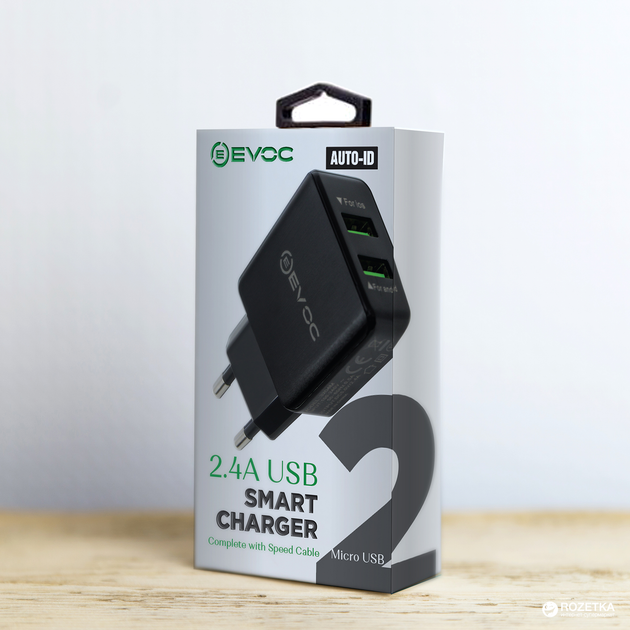 Сетевое зарядное устройство Evoc 2USB Smart Charger 2.4A (3204M ...