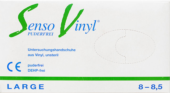 Рукавиці захисні вінілові Vinyl Senso без пудри нестерильні A.Q.L 1.5 розмір L 7-7.5 100 шт. (9007396000271) - зображення 2