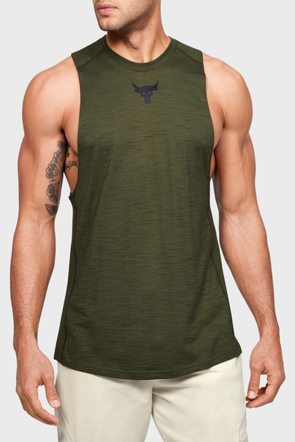 Мужская зеленая майка Project Rock Charged Cotton Tank Under Armour S ...