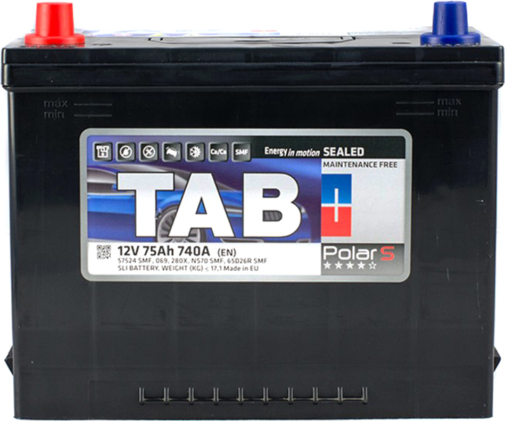 Автомобильный аккумулятор 75 Ah/12V TAB Polar S (1) Japan (246 775 ...