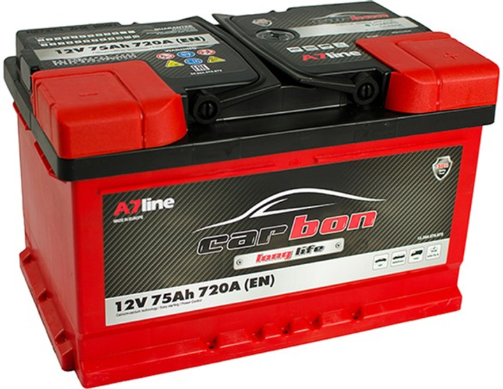Автомобильный аккумулятор 75 Ah/12V CARBON sb_низький (0) Euro (CRB75 ...